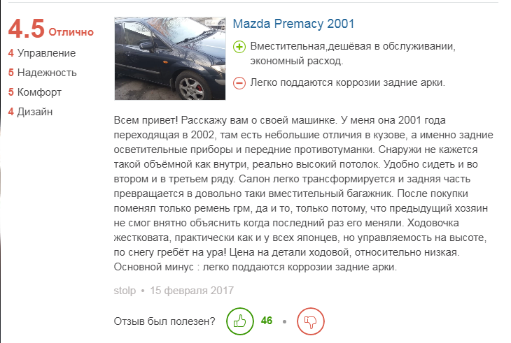 отзыв о Mazda Premacy