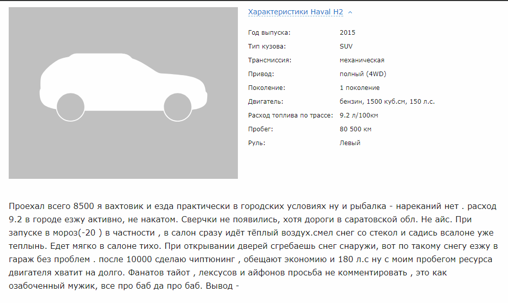 Хавал Н2 отзывы владельцев